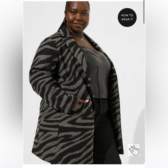 Torrid wool jacquard blazer style coat. 1X - Picture 3 of 13